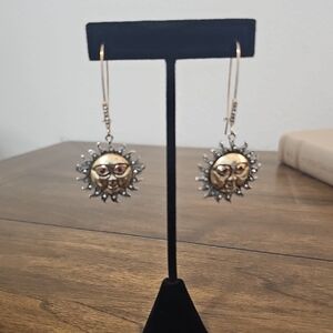 Gold and Silver Sun Earrings